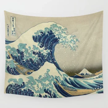 The Great Wave Off Kanagawa Zdi Gobelín Zdi Dekor Přehoz Deka List Hodit Ubrus Pohodlí Tapiserie Domácí Dekoraci