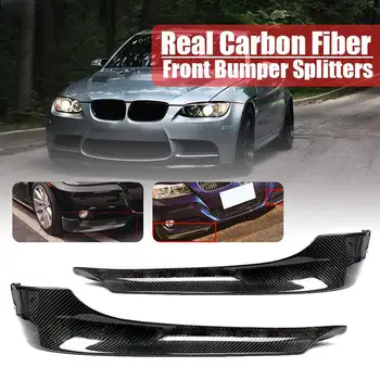2ks Skutečné Uhlíkových Vláken Auto Přední Nárazník Rozbočovače Lip Fin Air Nůž Auto Tělo Pro BMW E90 E91 3-SERIES, 4DR Sedan 2009-2011