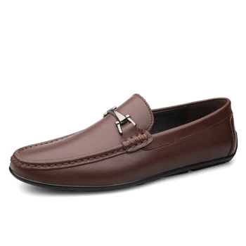 Módní pánské originální kožené boty skluzu na mokasíny luxusní chaussure homme 2019 pánské pohodlné příležitostné jízdy muži mocassin cuir