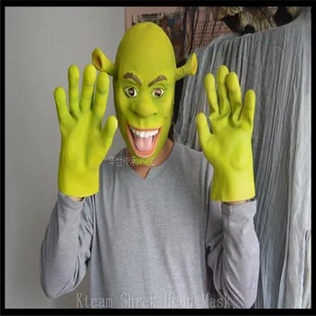 Vysoce Kvalitní Latex Party Film Maska Shrek Hlavu Masku s Rukavicemi Halloween Cosplay Maškarní Party Tvář Hlavu Masku
