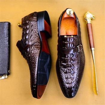 Phenkang pánské formální boty pravé krokodýlí kůže oxford boty pro muže z černé svatební boty slipon kožené šaty boty 2020