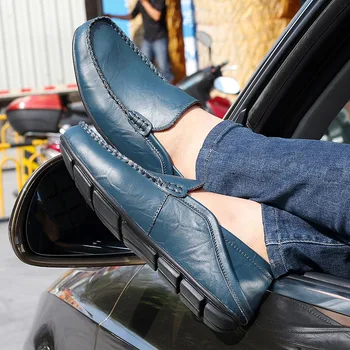 Originální Kožené Muži Boty Luxusní Značky Ležérní Skluzu na Formální Mokasíny Muži Mokasíny italské Černá Modrá Mužské Řidičské Boty