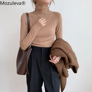 Mozuleva 2020 Podzim Zimní Tlustý Dlouhý Rukáv Pletený Rolák Plné Korean Pulovry Topy Ženy Oblečení