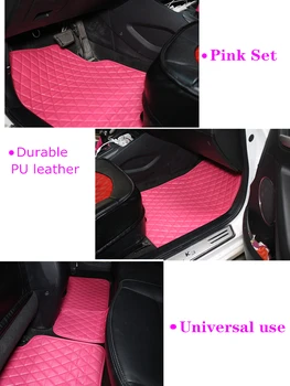 Růžové Auto Podlahové Rohože Ženy, Dívky, Univerzální pro Bmw, Lexus, Benz, Volkswagen Vodotěsné Černé Úplnou Sadu Užitečných Interiérové Doplňky