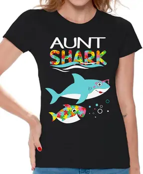 Autismus Sílu Rodiny Odpovídající Oblečení Autismem Puzzle Máma Táta Velké Rodiny Žralok T-košile