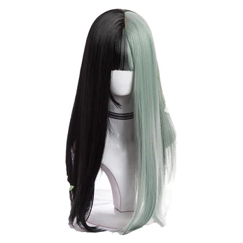 L-email wig Zelené a Černé Lolita Paruky, Dlouhé Rovné Gotické Cosplay Paruky Tepelně Odolné Syntetické Vlasy Japonský Halloween