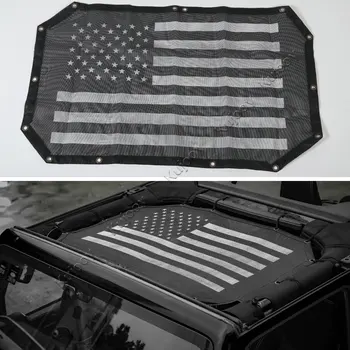 2/4 Dveře Polyester Střecha Mesh Bikini Horní Kryt Vlajka USA/ Kanada Vlajka UV Sluneční Odstín Síťoviny Pro Jeep Wrangler 2007-2016 Car Styling