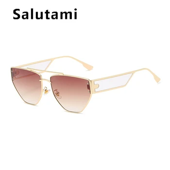 2020 Módní Luxusní Značky Nepravidelné Sluneční Brýle Pro Ženy, Vintage Slitiny Brown Cat Eye Sluneční Brýle Muži Retro Nýt Dutý Odstíny