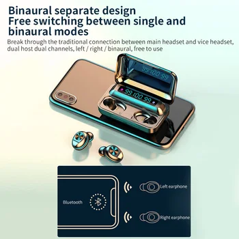 Dotykové Ovládání Bezdrátový bluetooth 5.0 sluchátka Vodotěsné Led Digitální Displej Sluchátka Sportovní Sluchátka Microphoe pro chytrý telefon