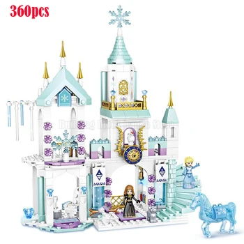Disney 360PCS Princezna Přátele a A E je LED dětské Hřiště Castle House Kreativní Hračky Pro Děti Děti Sada Stavebních Bloků