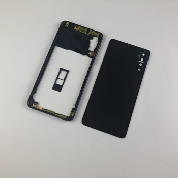 Pro Samsung Galaxy A7 2018 SM-A750F A750F A750 Bydlení Střední Krycí Rám+Baterie Kryt Zadní Skleněný Kryt+Sim Karta Zásobník Držitel