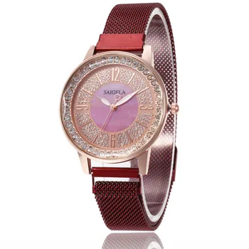 Módní Magnet Hodinky Pro Ženy Luxusní Dámské Náramkové hodinky Quartz Ženy Hodinky Kulaté Hodiny Crystal Hodinky Party Šaty Dárky