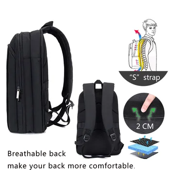 IKE MARTI Slim Muži Laptop Backpack 15.6 Palce Podnikání, Práce, Ženy, Černá Ultralehký Batoh Bag Mochila Unisex Tenké Back Pack