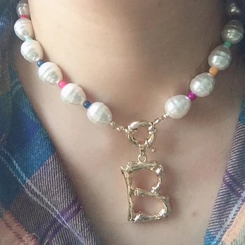26 Anglické Abecedy Přívěsek Pearl Náhrdelník Krátký Český Handmade Collares De Moda Valentines Den Dárek Šperky