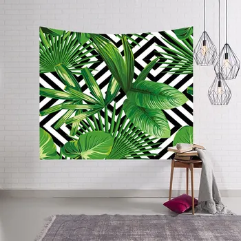 Polyster textilie tropické rostliny, zelený list gobelín zdi visí Dekorativní Dveřní Závěs Obývací Pokoj deku