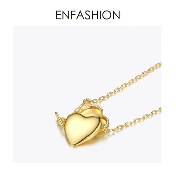 ENFASHION Srdce Přívěšek Přívěskem Náhrdelník Ženy Zlatá Barva Otevíratelná fotorámeček náhrdelník Náhrdelník Módní Femme Šperky P193056