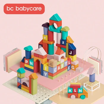 BC Babycare 81PCS Dětské Dřevěné Bloky Sady Děti Digitální Dopis Poznávání Barev Baby Early Learning Stavební Bloky Hračky