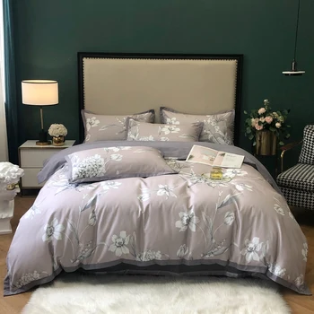 Green flower Bed set 2020 ložní prádlo z Egyptské bavlny list květinové saténové lůžkoviny sady peřinu holky přehoz přes postel queen king size