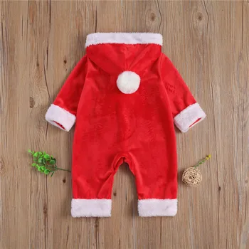 0-18M Vánoční Oblečení Pro Novorozence, Dítě, Dítě, Chlapec, Dívka Zimní Oblečení Dlouhý Rukáv s Kapucí Santa Claus Vánoční Romper Roztomilé Oblečení