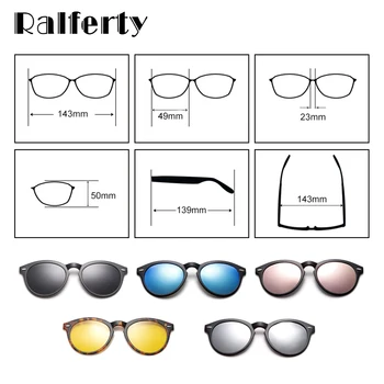 Ralferty 5 V 1 Magnet sluneční Brýle, Ženy, Polarizační Klip Na Brýle Muži Kolo Předpis Optické Rámy Žlutá gunes gozlugu A2205