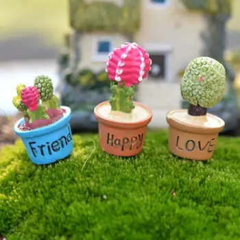 Sada 7/7 KS Miniaturní Kaktus Rostliny Bonsai Pro dům Loutek Decor Mini Předstírat, Hrát Miniaturní Příslušenství, Hračky