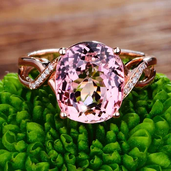 MOONROCY Drop Shipping Módní Zirkony Oválný Růžový Krystal Romantický Slib Snubní Prsteny Šperky Velkoobchod pro Ženy Dárek