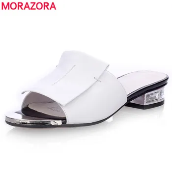 MORAZORA HORKÉ 2020 pravé kůže ženy sandály náměstí pata nízké letní gladiator sandály dámy, ženy muly šaty svatební boty