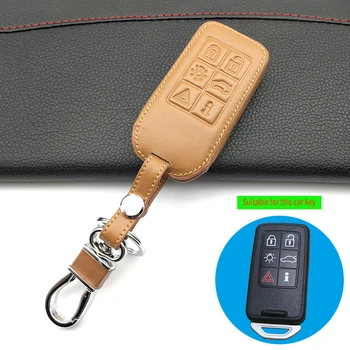6 tlačítek, kožené auto dálkové klíč pouzdro kryt Klávesnice Pro Volvo S60/S80/V60/XC60/XC70 Bezklíčový Vstup Ochranný Shell