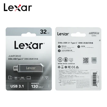 Původní Lexar D30c USB 3.1 Typ C Dual flash disk 32GB, 64GB, 128GB Typ Memory Stick Kovové Flash Disk U Disk Pro Telefon/Počítač