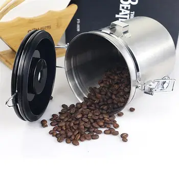 Coffee Bean Kontejneru Velké Vzduchotěsné Nerezové Oceli Káva Čaj Sortage Kanystr Černá Kuchyně Sotrage Pro Kuchyň Organizátor