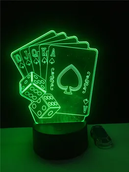 Magic Poker Ložnice Kouzelník Noční Světlo 3D LED USB Vícebarevná Hru party Dekorativní cirkus Atmosféru Osvětlení Stolní Lampa