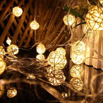 10balls 20balls 40balls Sepak Takraw Míč LED String Světlo 5m Ratanový Světla pro Vánoční Večírek Svatební Dům Dovolená Dekorace