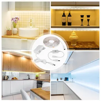 5m 4 Úrovně Stmívatelné LED Strip Světlo 12V 2A Napájecí Adaptér, SMD 2835 60 Led/m Diodové Pásky Pásky Kabinetu světlo Pro Kuchyně, Ložnice
