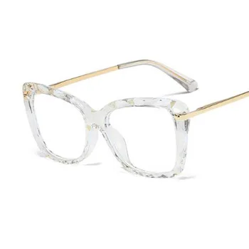 Crystal Rámeček Modré Světlo brýle Ženy Módní TR90 Nadrozměrné Náměstí Počítačové Brýle Jasné fialové Nerd Brýle Krátkozrakost Rám