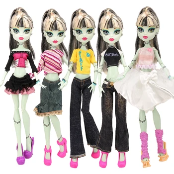 Módní handmade10 Položky/sada doll příslušenství Dětské Hračky, oblečení, šaty, kalhoty, kabát pro Monster High panenky nejlepší dárek k narozeninám