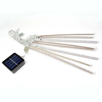 30CM 8 Trubek, 144 LED String Světla Venkovní Solární Meteor Sprcha Déšť Světla Vodotěsný Pro Vánoční Strom Svatební Party Dekorace