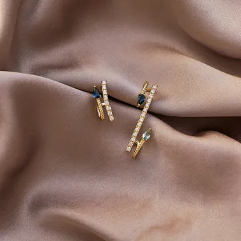 Nový Roztomilý Elegantní Plné Drahokamu Geometrické Náušnice Pro Ženy Módní Asymetrické Crystal Luxusní Šperky