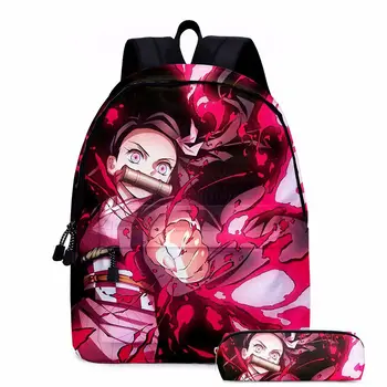 Nové Anime Demon Slayer Kimetsuno Yaiba Batoh Multi-kapsa na Chlapce A Dívky, Školní Tašky Pro dospívající Dívky Mochila Mujer 2ks/set