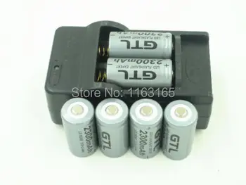 6x 2300mAh 16340 CR123A Dobíjecí Li-ion Baterie Šedý Pro LED Svítilna + Cestovní Nabíječka