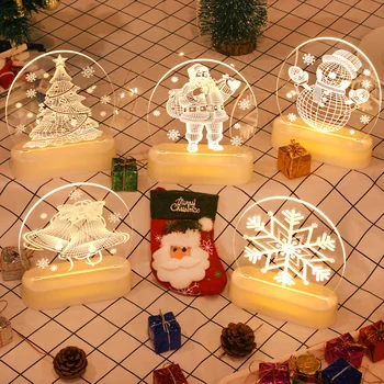 Víla LED String Světla, Baterie, USB 3D Santa Claus Strom Akryl Noc, Světla, Svatby, Vánoční Dekorace pro Domácí Pokoj Věnec