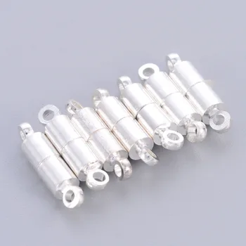 10ks Stříbrný Pozlacený Sloupec Mosaz Magnetické Spony Konektor pro Výrobu Šperků DIY Náramek, Náhrdelník Zjištění 4x16mm Otvoru: 1,5 mm