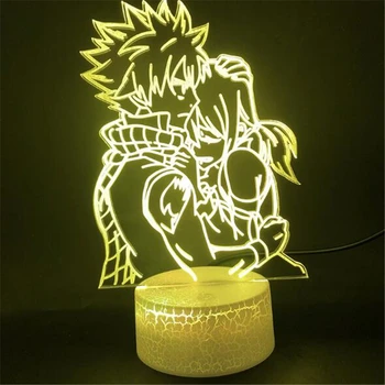Anime Fairy Tail 3D Vizuální Světlo LED Noční Světlo Natsu Dragneel a Erza Scarlet Dotek Iluze Stolní Lampa Domácí Dekorace Světlo