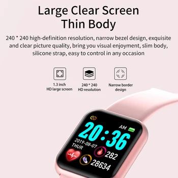 Y68 Chytré Hodinky Muži D20 Pro Fitness Smartwatch Srdeční tep Sledovat Krevní Tlak Sports Tracker Náramek Pro Apple IOS Android