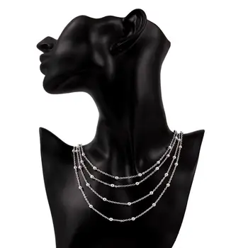 Aimarry 925 Sterling Silver Módní Šperky 18 Palcový Multi-Line Hladké Korálky Náhrdelník Pro Ženy Svatební Dárky K Narozeninám