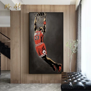 Moderní Obrázek Malířské Plátno Basketbal Fotbal Sportovní Hvězda Plakát Tisk Wall Art Obrázky pro Obývací Pokoj Domácí Dekoraci