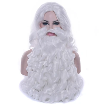 Santa Claus Paruka 80cm Dlouhé Bílé Vousy Maškarní Kostým Příslušenství pro Vánoční Večírek