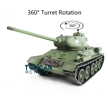 2.4 G Henglong 1/16 Měřítko TK7.0 Plastu Sovětský T34-85 RTR RC Tank 3909 360° Věž TH17765