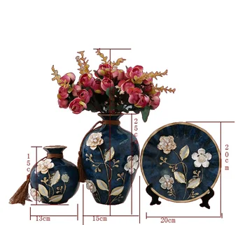 3ks/Set Keramická váza 3D Stereoskopické sušené květiny uspořádání zakolísání deska obývacího pokoje vstup ozdoby domácí dekorace