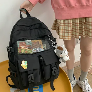Korejská Velká kapacita Krásná dívka Batoh Nylon vodotěsné Módní Ženy Japonské Schoolbag Více kapsy Cestovní tašky Nové