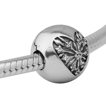 Hodí Pandora Náramek Originální 925 Sterling Silver Srdce Zimy Klip, Kouzlo, Korálky pro Výrobu Šperků Ženy Dárek kralen